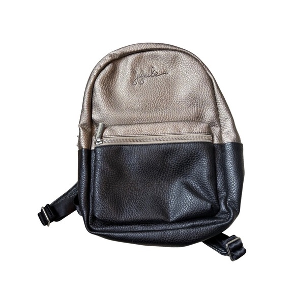 JuJuBe Mini Backpack Convertible Bag Purse Metallic Gold Black Faux Leather - Picture 2 of 8